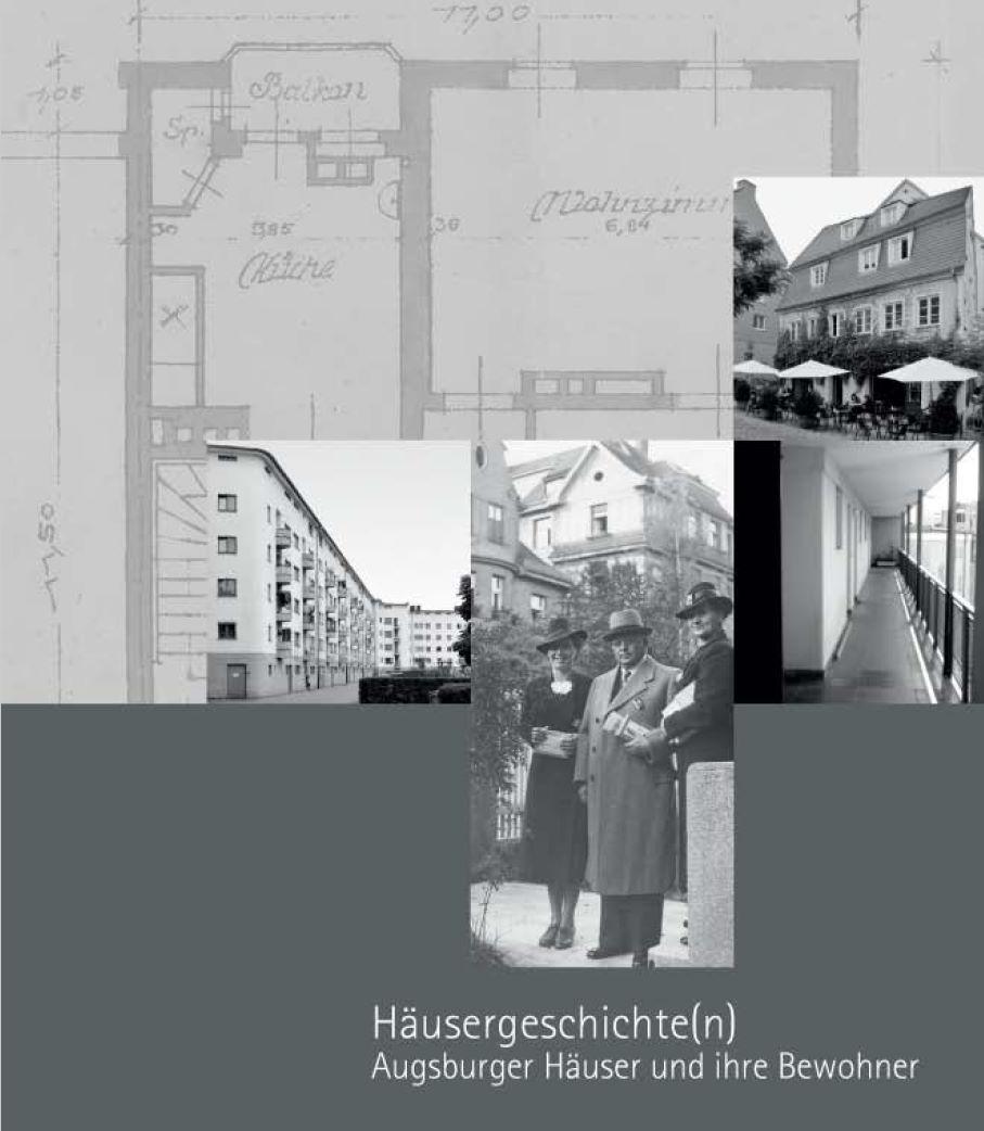 Verschiedene Fotos zeigen historische Augsburger Gebäude aus verschiedenen Epochen.